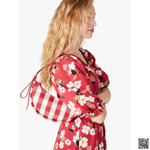 美國🇺🇸a輸入正品 Kate Spade 紅白格子半月包
