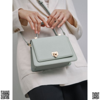 美國代購正品 Charles & Keith 霧霾藍鎖扣包