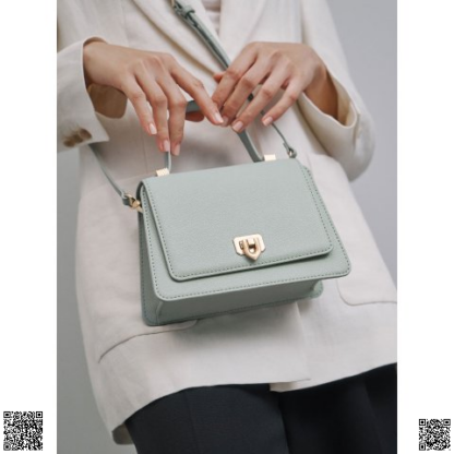 美國代購正品 Charles & Keith 霧霾藍鎖扣包