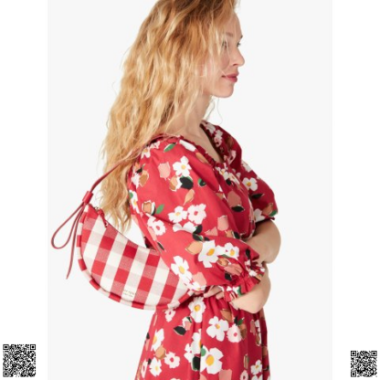 美國🇺🇸輸入正品 Kate Spade 紅白格子半月包
