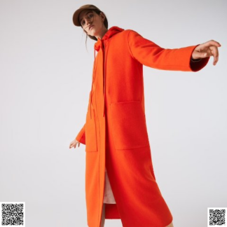 美國代購正品 Lacoste 連帽拉鏈長款羊毛大衣