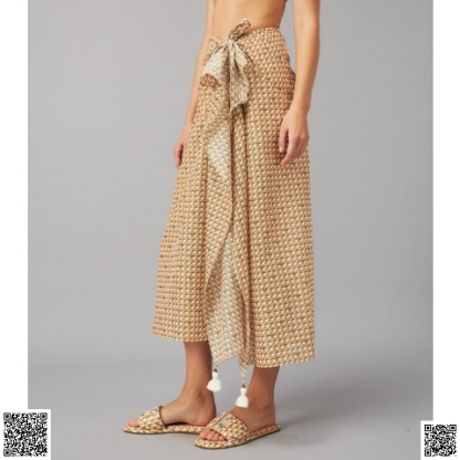 美國代購正品 Tory Burch 流蘇印花裹身半裙