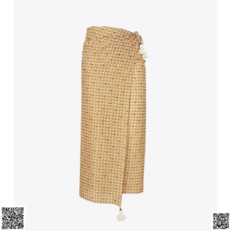 美國代購正品 Tory Burch 流蘇印花裹身半裙
