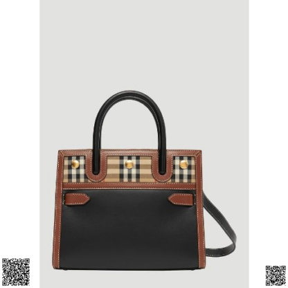 美國代購正品 Burberry Title 復古格子Tote斜挎包