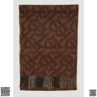 美國代購正品 Burberry 棕色 TB Monogram 提花圍巾 羊絨