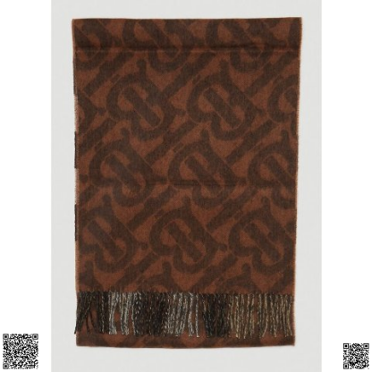 美國代購正品 Burberry 棕色 TB Monogram 提花圍巾 羊絨
