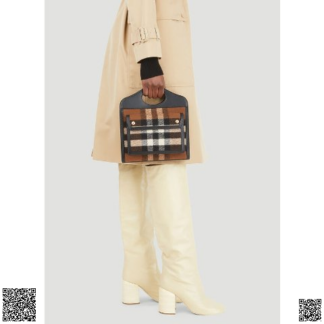 美國代購正品 Burberry 棕色格紋迷你口袋手提斜挎包