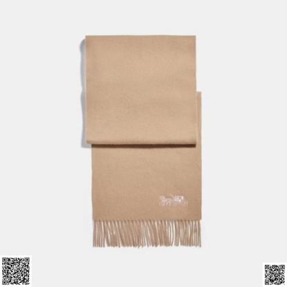 美國代購正品 COACH Embroidered Horse And Carriage 羊絨圍巾