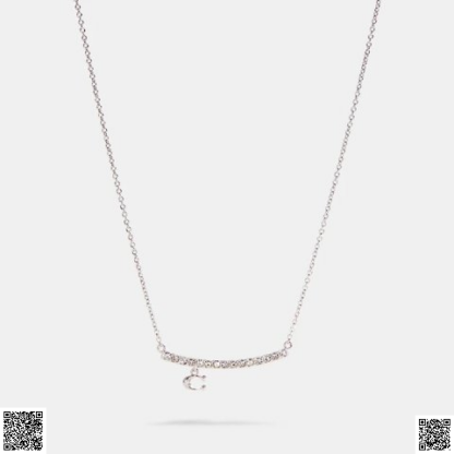 美國代購正品 COACH Signature Pave Bar 笑臉項鏈