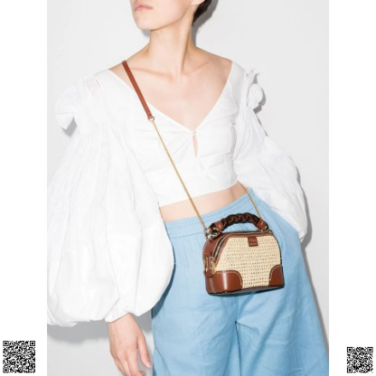美國代購正品 Chloe mini Daria 拉菲草編織包