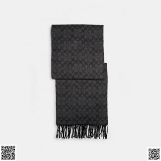 美國代購正品 Coach 老花羊毛真絲圍巾