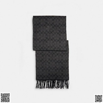 美國代購正品 Coach 老花羊毛真絲圍巾