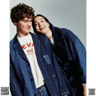 美國代購正品 Levi s 女款牛仔拼接風衣