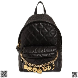 美國代購正品 Moschino 徽章鏈條雙肩包