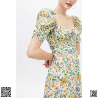 美國代購正品 For Love & Lemons Riley 泡泡袖碎花迷笛裙