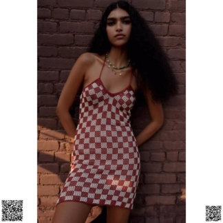 美國代購正品 Urban Outfitters 棋盤格吊帶針織裙