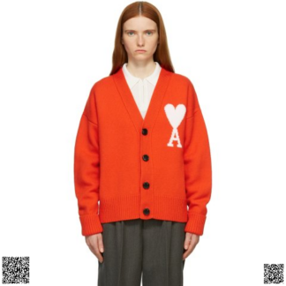 美國代購正品 Ami Alexandre Mattiussi 橙色愛心開衫