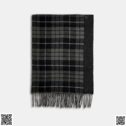 美國代購正品 COACH 格紋羊毛真絲圍巾