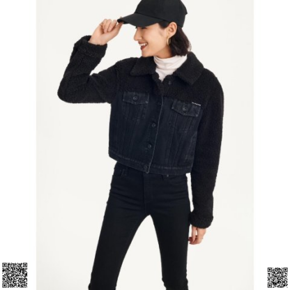 美國代購正品 DKNY 泰迪拼接牛仔夾剋