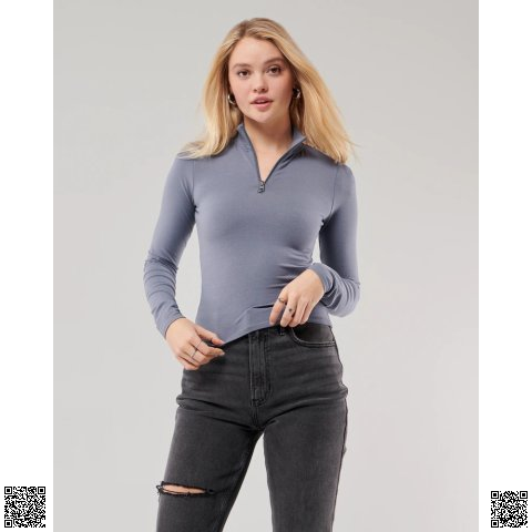 美國代購正品 Hollister 半拉鏈T恤