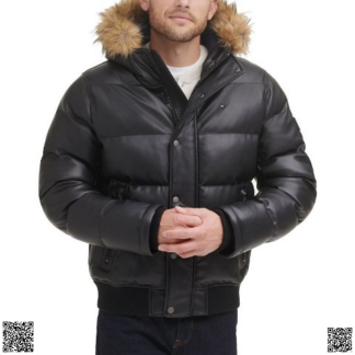 美國代購正品 Tommy Hilfiger 仿皮棉服