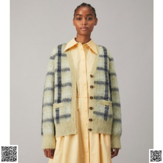 美國代購正品 Tory Burch 馬海毛混紡格紋開衫