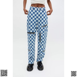 美國代購正品 X-Girl 棋盤格牛仔褲