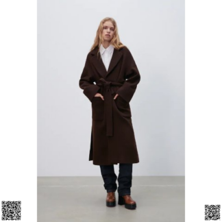 美國代購正品 Zara 羊毛係帶大衣