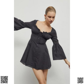 美國代購正品 喇叭袖綁帶連衣裙