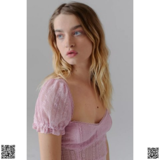 美國代購正品 泡泡袖低領蕾絲裙