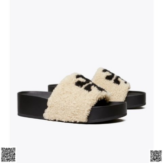 美國代購正品 Tory Burch Double T 剪羊毛平底鞋
