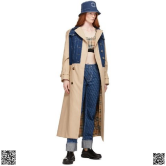 美國代購正品 Burberry 牛仔拼接風衣