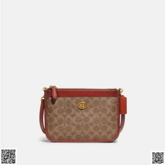 美國代購正品 Coach Slim Turnlock 老花斜挎包