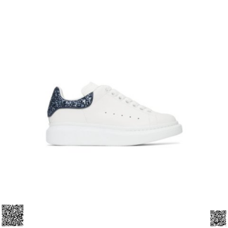 美國代購正品 Alexander McQueen 閃片藍尾小白鞋
