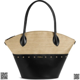 美國代購正品 Furla 草編拼接托特包