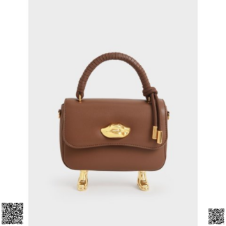 美國代購正品 Charles & Keith Calliope 長腳金唇手提袋
