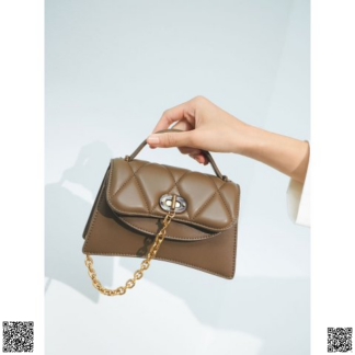 美國代購正品 Charles & Keith Khaki 菱格手提包