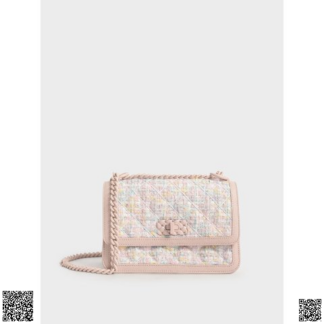 美國代購正品 Charles & Keith 小香風花呢鏈條包