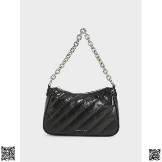 美國代購正品 Charles & Keith 油蠟皮腋下包