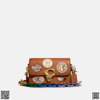 美國代購正品 Coach Studio 徽章條斜挎包