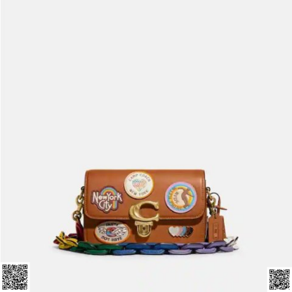 美國代購正品 Coach Studio 徽章條斜挎包