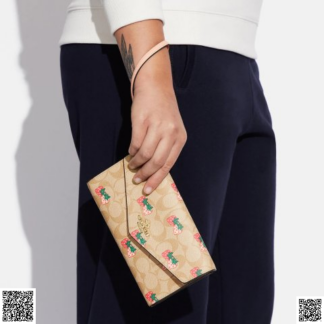 美國代購正品 Coach 小草莓印花手拿錢包