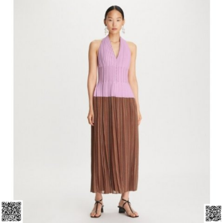 美國代購正品 Tory Burch Halter 壓褶掛脖裙