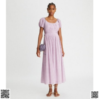 美國代購正品 Tory Burch Pleated 煙紫連衣裙