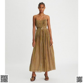 美國代購正品 Tory Burch Spaghetti 格紋吊帶裙