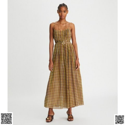 美國代購正品 Tory Burch Spaghetti 格紋吊帶裙