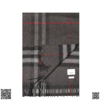 美國代購正品 Burberry Classic Check 格紋羊絨圍巾 深灰色