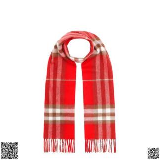 美國代購正品 Burberry Classic 格紋流蘇羊絨圍巾 紅色