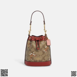 美國代購正品 Coach Mini Dempsey 帆布老花水桶包