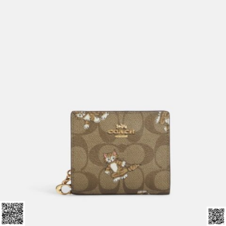 美國代購正品 Coach Snap 跳舞小貓印花錢包